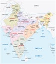 India administrative and political zones map