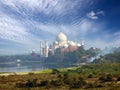 India. Agra. A view of Taj Mahal from a wall of the Red Fort. Royalty Free Stock Photo