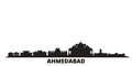 India, Ahmedabad city skyline isolated vector illustration. India, Ahmedabad travel black cityscape