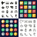 India All in One Icons Black & White Color Flat Design Freehand Set Royalty Free Stock Photo
