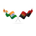 India and Angola flags. Vector illustration.