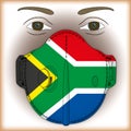 India, anti-covid mask with South African flag