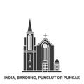 India, Bandung, Punclut Or Puncak travel landmark vector illustration