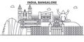 India, Bangalore architecture line skyline illustration. Linear vector cityscape with famous landmarks, city sights