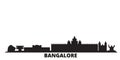 India, Bangalore city skyline isolated vector illustration. India, Bangalore travel black cityscape