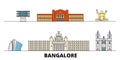 India, Bangalore flat landmarks vector illustration. India, Bangalore line city with famous travel sights, skyline