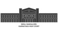 India, Bangalore, Karnataka High Court travel landmark vector illustration Royalty Free Stock Photo