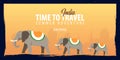 India banner. Time to Travel. Journey, trip and vacation. Vector flat illustration.