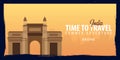 India banner. Time to Travel. Journey, trip and vacation. Vector flat illustration.