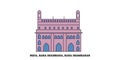 India, Bara Imambara, Bara Imambarar travel landmark vector illustration