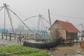 India beach near a port in rain