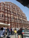 In India, Beautiful place, name Hawamahal, situated at Pink city- Jaipur, Rajsthan. Royalty Free Stock Photo