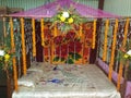 In India the bed decorated with the flowers.