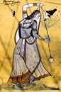 India, Bundi, Palace: painting on a wall