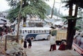 1977. India. Busses coming and going at upper Dharamsala.