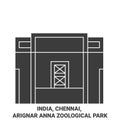 India, Chennai, Arignar Anna Zoological Park travel landmark vector illustration
