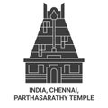 India, Chennai, Parthasarathy Temple travel landmark vector illustration