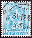 INDIA - CIRCA 1949: A stamp printed in India shows Bodhisattva with right arm outstretched, circa 1949.