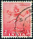 INDIA - CIRCA 1949: A stamp printed in India shows Nataraja, circa 1949. Royalty Free Stock Photo