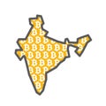 India country map with bitcoin crypto currency logo