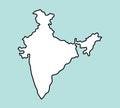 India Country Outline Map Asia Minimal Illustration