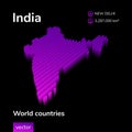 India 3D map. Stylized isometric vector 3d map of India in violet colors on black background. Royalty Free Stock Photo