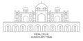 India, Delhi, Humayun's Tomb travel landmark vector illustration