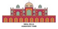 India, Delhi, Humayun's Tomb travel landmark vector illustration