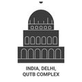 India, Delhi, Qutb Complex travel landmark vector illustration