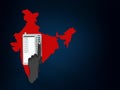 India election background, hand pressing Electronic Voting Machine, India map, vote for India, illustration isolated on dark backg