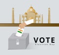 India election day campainge for Indian people or voter go to the polling station and drop ballot in box to choose government and