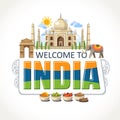 Welcom to India emblem lettering sights symbols