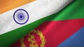 India and Eritrea two flags textile cloth, fabric texture
