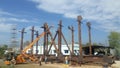 Fabricated steel railway bridge Installation and mobile crane