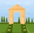 India famous Gateway attraction Vector. Summer landscape backgrounds Royalty Free Stock Photo