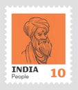 India famous people, postal mark for letter vector