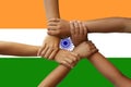 India flag, intergration of a multicultural group of young people Royalty Free Stock Photo