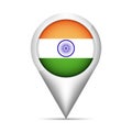 India flag map pointer with shadow. Vector illustration Royalty Free Stock Photo