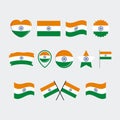 India flag icon set vector isolated on a gray background Royalty Free Stock Photo