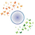 India flag stylized butterflies orange saffron white green blue chakra