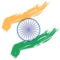 India flag stylized paint stroke orange saffron white green blue chakra
