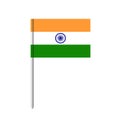 India flag toothpick icon. India flag with pole isolated
