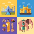 India flat traveling concepts vector set