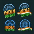 India forever four badges independence day on dark