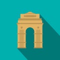 India Gate, New Delhi, India icon, flat style Royalty Free Stock Photo