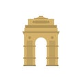 India Gate, New Delhi, India icon, flat style