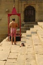 India, Ghats (Banks) on the Ganges River, Hindu holy city on Ganges Ganga. Uttar Pradesh, India