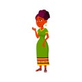 india girl wearing attractive dress staying in line cartoon vector