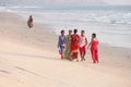 India, GOA, January 22, 2018. A group of Indian women in bright