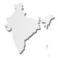 India - grey 3d-like silhouette map of country area with dropped shadow. Simple flat vector illustration